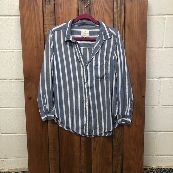 American Eagle size small striped button top - Picture 3 of 8